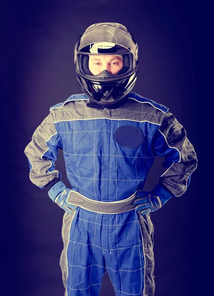 Race Driver Isolated Dark Background — Stock Photo, Image