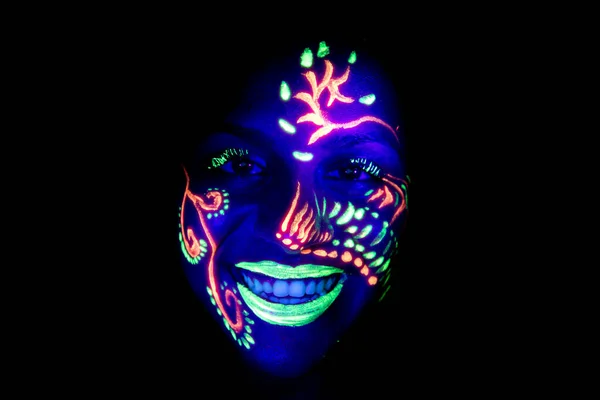Teenage Girls Face Painted Light — Stock Photo, Image