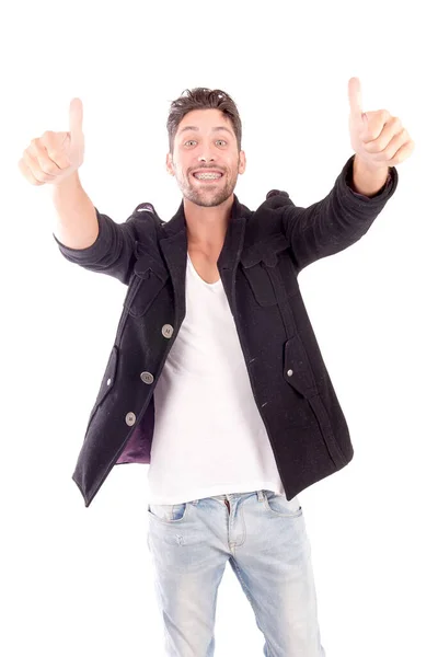 Jeune Homme Isolé Fond Blanc — Photo