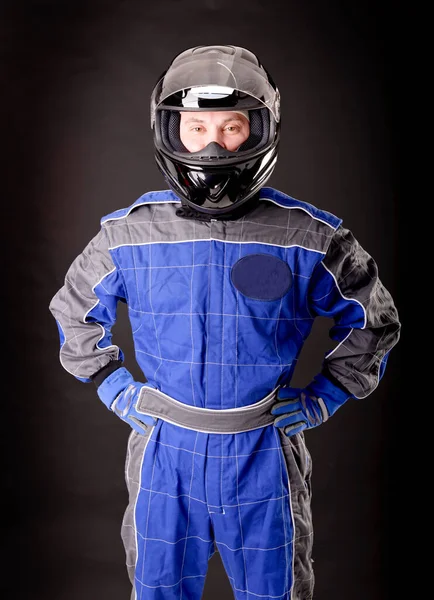 Race Driver Isolated Dark Background Stock Picture