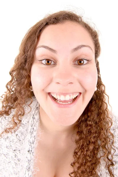 Menina Adolescente Isolado Fundo Branco — Fotografia de Stock