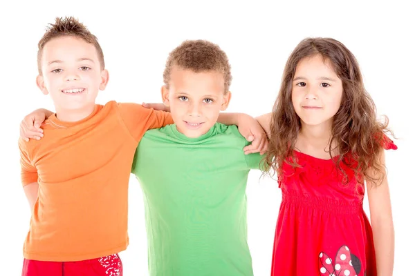 Petits Enfants Isolés Fond Blanc — Photo