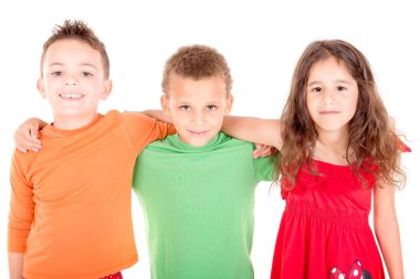 Beyaz arka planda izole edilmiş küçük çocuklar