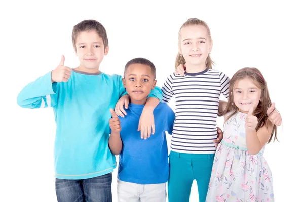 Niños Pequeños Con Sombrero Navidad Aislado Blanco — Foto de Stock