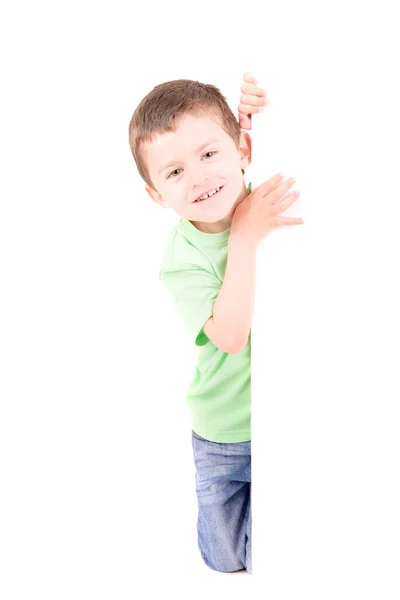 Kleine Jongen Geïsoleerd Wit — Stockfoto