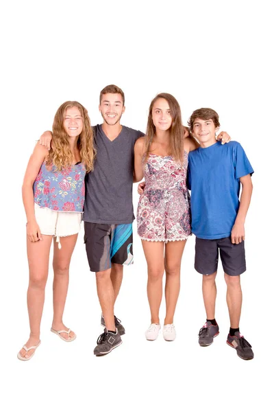 Tonåringar Med Strandkläder Isolerade Vitt — Stockfoto