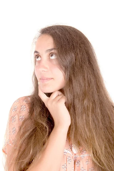 Teenager Mädchen Isoliert Weißem Hintergrund — Stockfoto