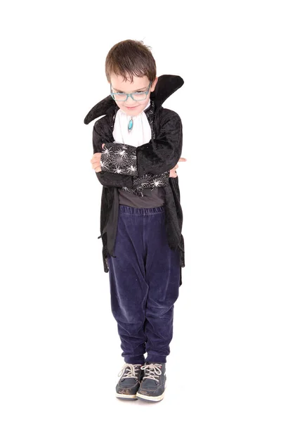 Niño Vestido Como Vampiro Aislado Blanco — Foto de Stock