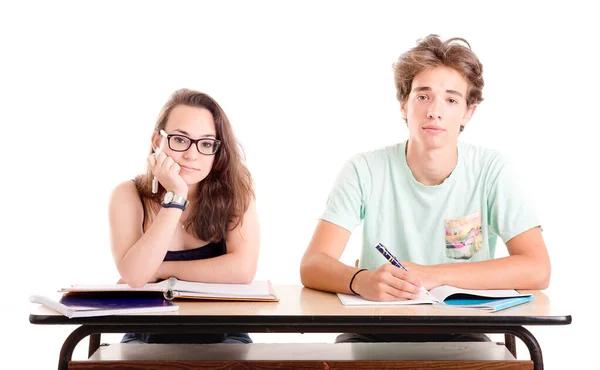 Tonåringar Skolan Isolerade Vit Baclground — Stockfoto