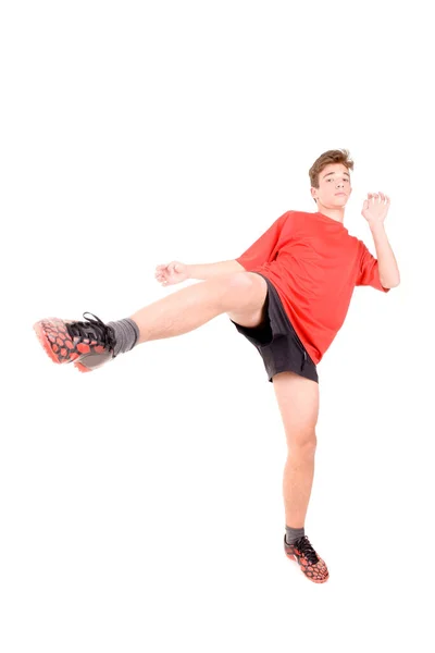 Teenage Soccer Player Isolated White — Stock Photo, Image