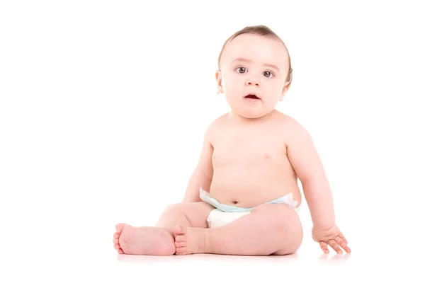 Cute Little Baby Isolated White Background Stock Picture