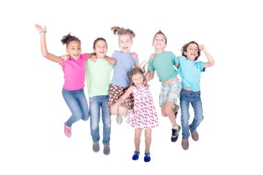 Beyaz arka planda izole edilmiş küçük çocuklar