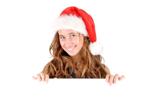 Girl with christmas hat — Stock Photo, Image
