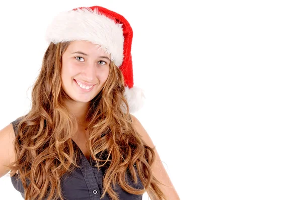 Girl with christmas hat — Stock Photo, Image