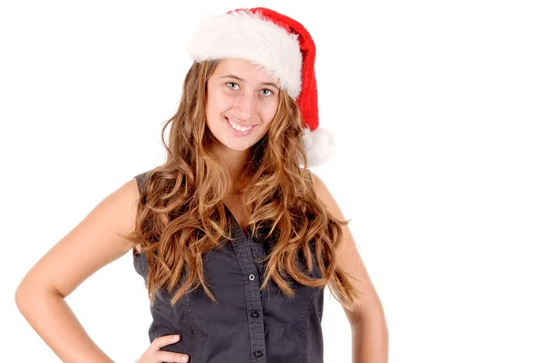 Girl with christmas hat — Stock Photo, Image