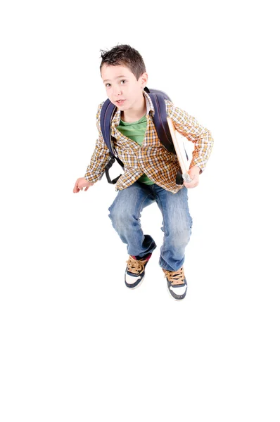 Маленький хлопчик, стрибки — стокове фото