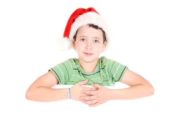 Menino com chapéu de Natal — Fotografia de Stock