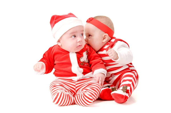 Adorable babies on christmas — Stock Photo, Image