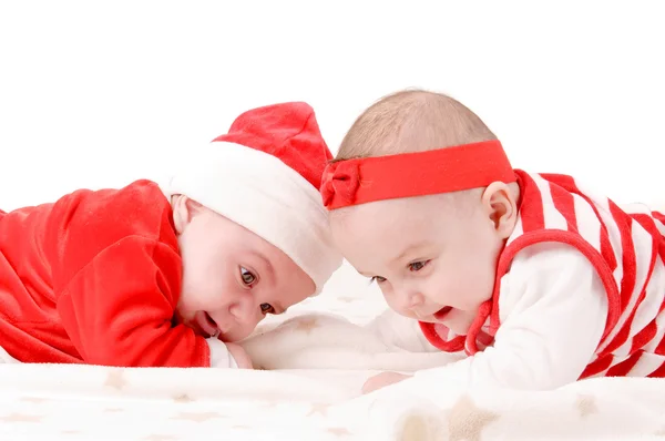 Adorables bebés en Navidad — Foto de Stock