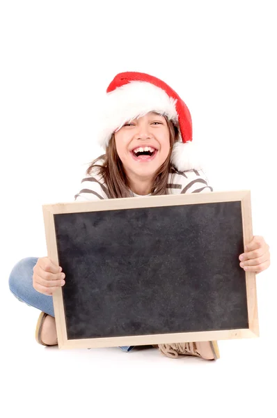 Petite fille avec chapeau de Noël — Photo