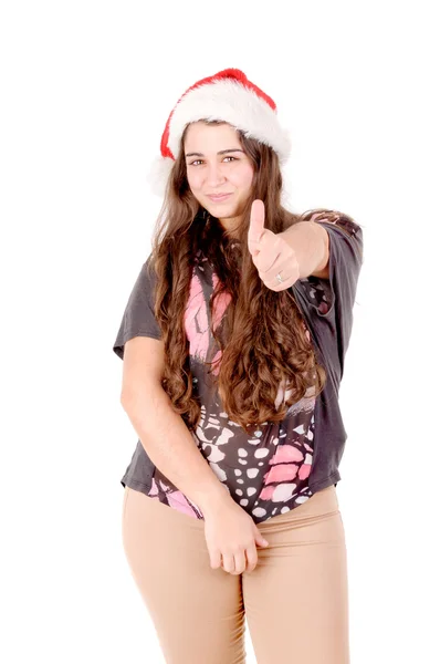 Young woman with christmas hat — Stock Photo, Image