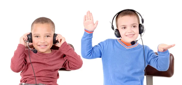 Young boys with headphones — Stock Photo, Image