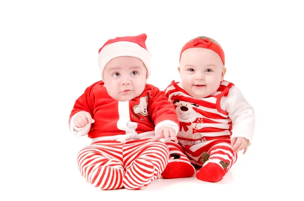 Adorable babies on christmas Stock Picture