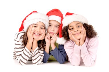 Çocuklar Noel şapka ile