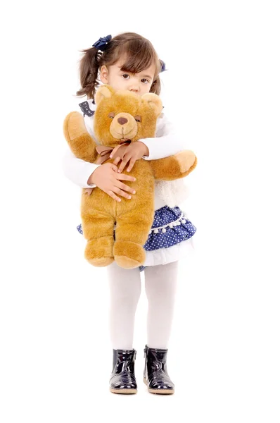 带着泰迪熊的小女孩 — 图库照片