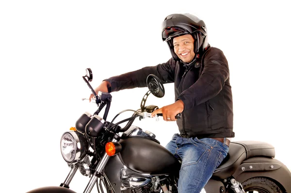 Uomo con la sua moto — Foto Stock