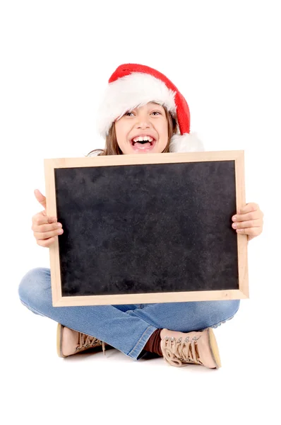 Chica con sombrero de Navidad — Foto de Stock