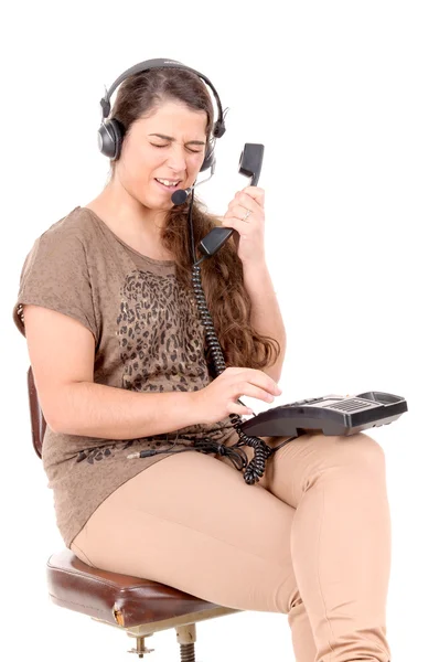 Young woman telemarketing — Stock Photo, Image