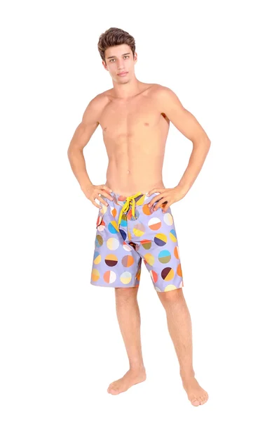 Portrait Of A Cute European Teen Boy Wearing Swimming 