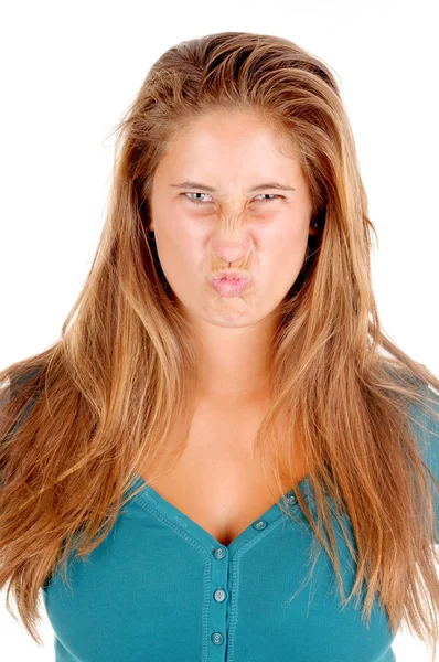 Girl doing facial expression — Stock Photo, Image