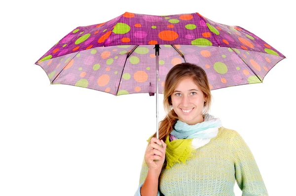 Girl with umbrella — Stock Photo, Image