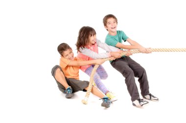 Kids playing rope game clipart