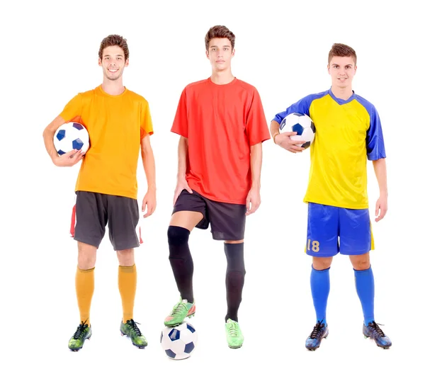 Jungen mit Fußballbällen — Stockfoto
