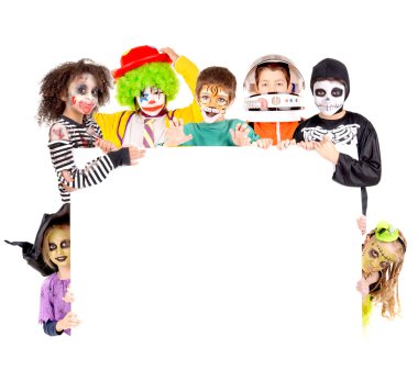Çocuklar Halloween korkunç kostümleri ile