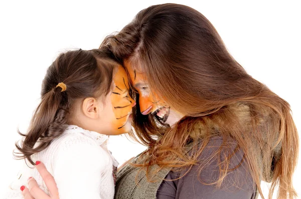 Hermosas hermanas con cara pintada — Foto de Stock