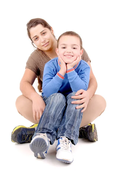 Junge Frau mit Junge — Stockfoto