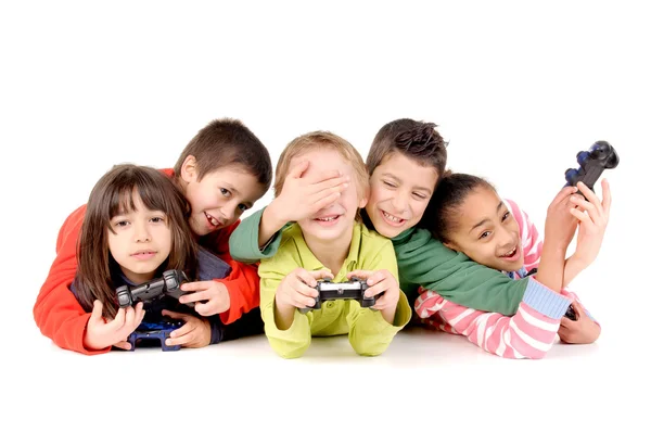 Group of friends playing videogames — Stock Photo, Image