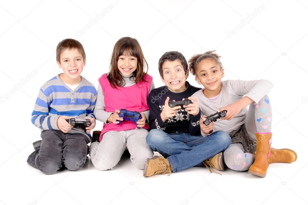 Friends playing video games