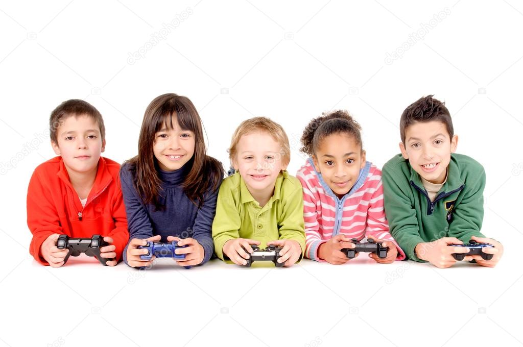 Group of friends playing videogames