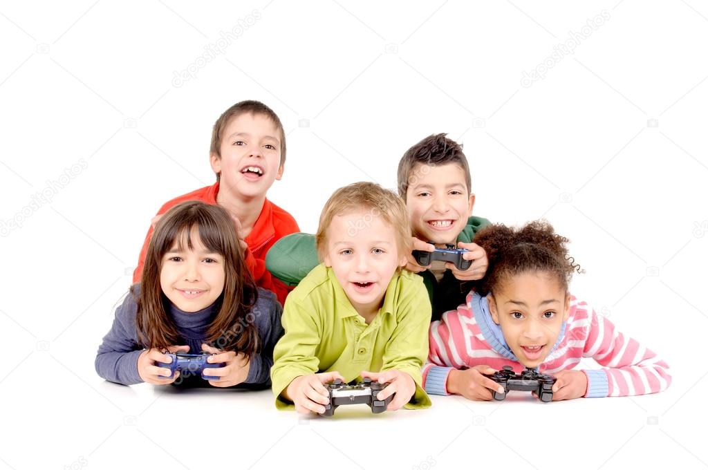 Group of friends playing videogames
