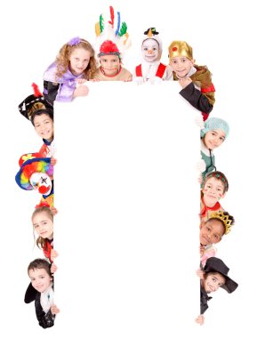 Kids in costumes on halloween clipart