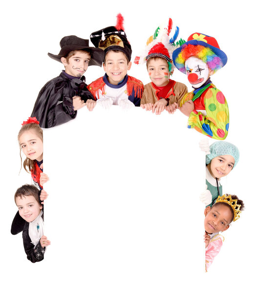 Kids in costumes on halloween