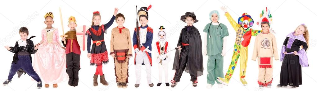 Kids in costumes on halloween