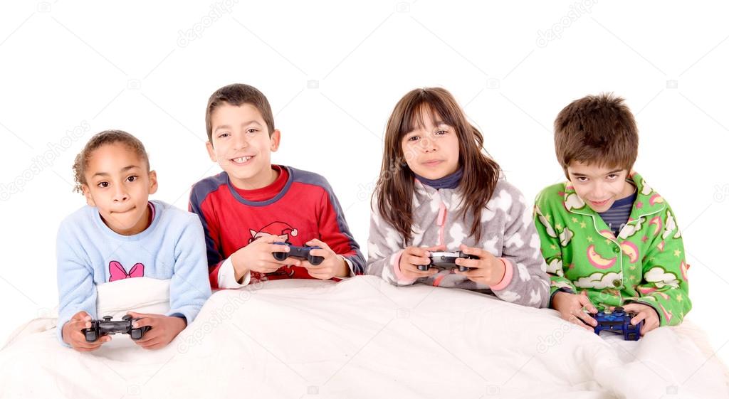 Kids playing video games