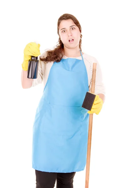 Temizlikçi kadın çalışma — Stok fotoğraf