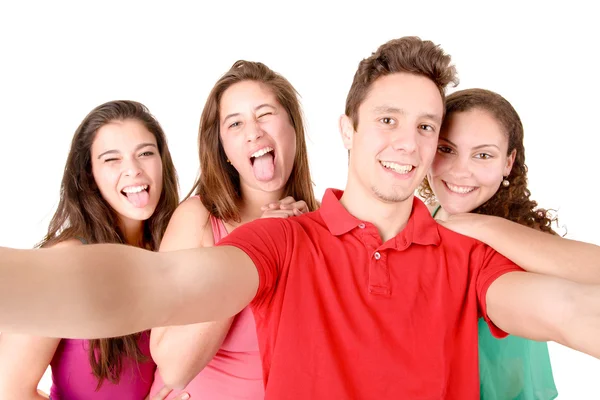 Amigos tomando selfies — Foto de Stock